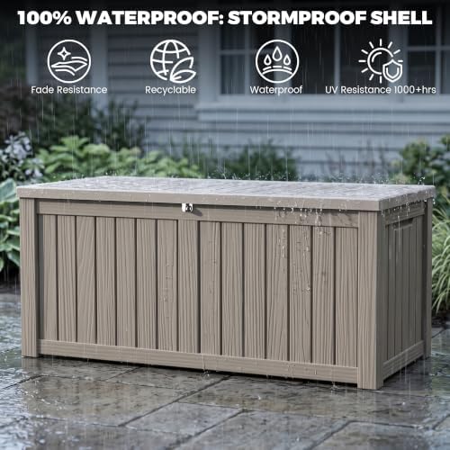 Outdoor Storage Box,150 Gallon Waterproof Deck Box [Upgraded 3.0]