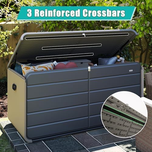 Domi 160 Gallon Resin Deck Box, outdoor waterproof storage box for patio