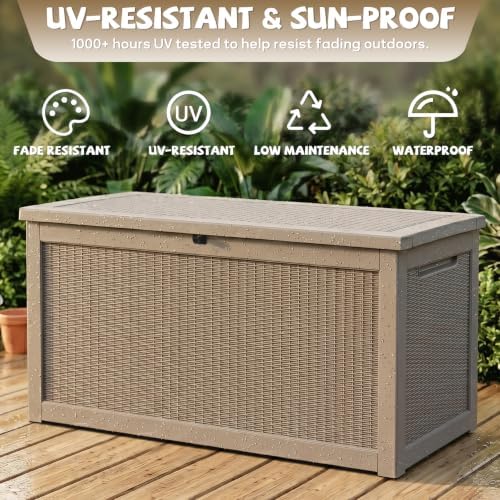 EasyUp 350 Gallon Deck Box Outdoor Storage Box, Grey