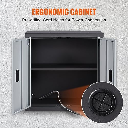 VEVOR Foldable Wall Cabinet, Metal Garage Locker Mounted 26" Small Tool Chest 240 LBS Loading Capacity Adjustable Shelf Magnetic Door File for Warehouse Office Home Black