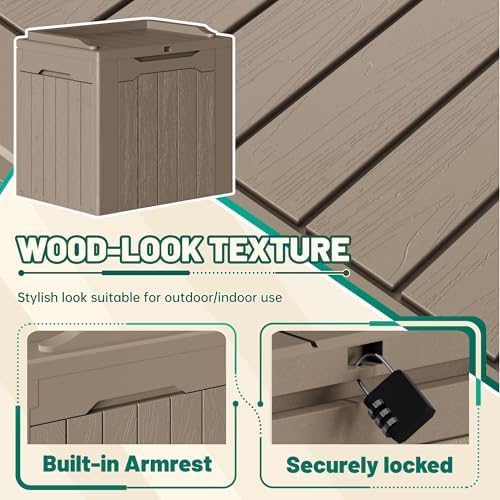 Devoko 30 Gallon Resin Deck Box 2 Pack Outdoor Indoor Waterproof Storage Box for Patio Furniture Pool Accessories Storage for Cushion Garden Tools (Light Brown, 2 Pack)