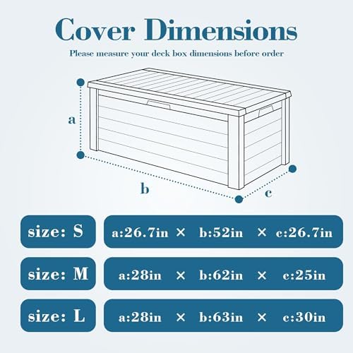 Deck Box Cover, Waterproof 600D Oxford, 62 x 28 x 25 in