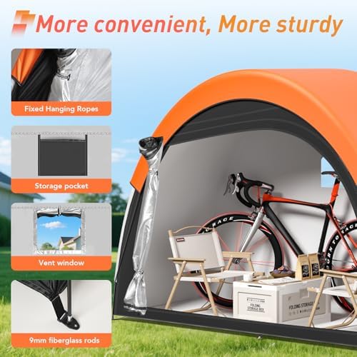 Upgraded Bike Tent with Rain Cover, Outdoor Storage Shed for 2-3 Bikes