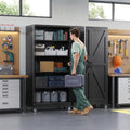 Letaya Metal Garage Storage Cabinet with Wheels,71" Black Tool Steel Locker