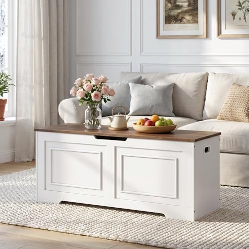 CHOEZON Storage Bench, 47.2" Large Wooden Storage Chest with Safety Hinge