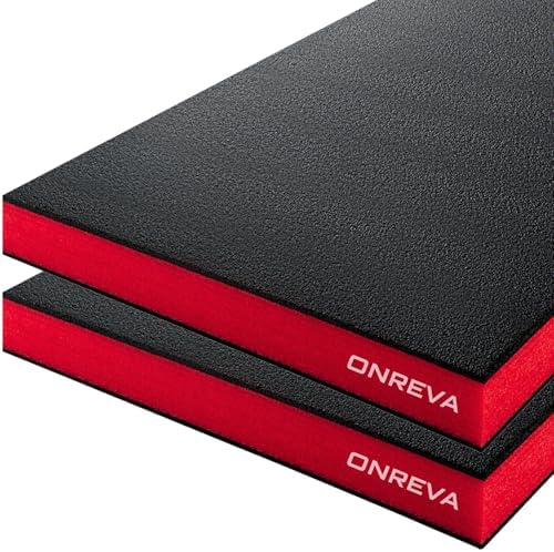 ONREVA Tool Box Foam 48x24x2 inch 2Pack, Foam Inserts for Cases, Polyethylene Storage Sheets for Toolbox Hard Case, Tool Shadow Insert, Kaizen Organizer Sheet, Black with Red