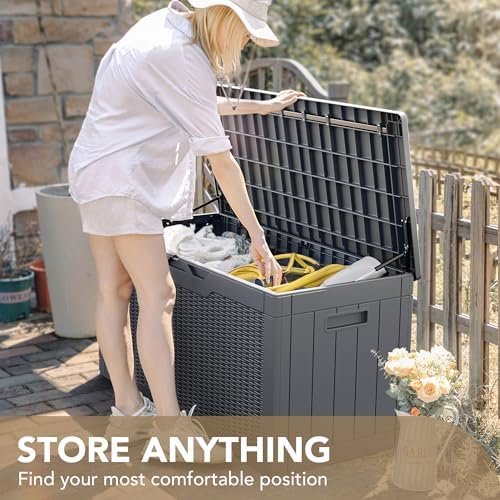 Devoko 100 Gallon Waterproof Deck Box, Resin Large Outdoor Storage Box