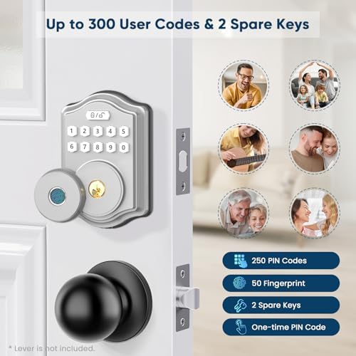 52HZ Fingerprint Door Lock, Keyless Entry Door Lock with Code