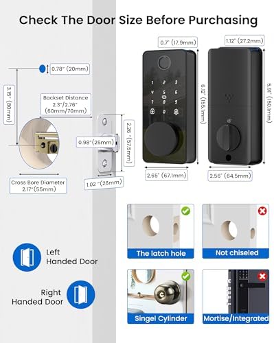 Keyless Entry Door Lock, Fingerprint Smart Deadbolt Lock