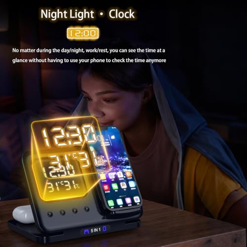 ihao 5in1 multi functional wireless charger on a desk or shelf