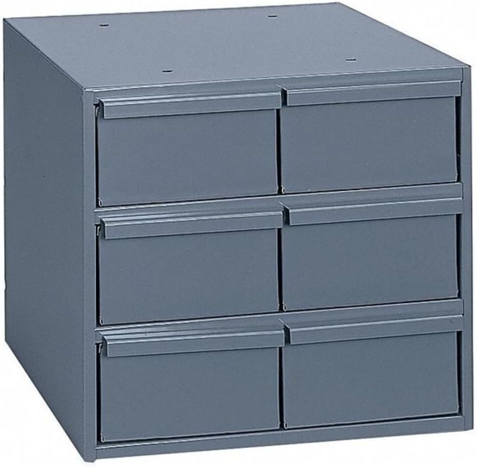 Durham 001-95 Gray Cold Rolled Steel Vertical Storage Cabinet, 11-3/4" Width x 10-7/8" Height x 11-5/8" Depth, 6 Drawer