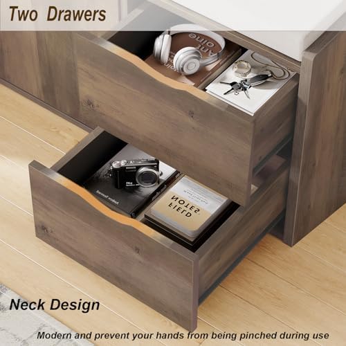 LVB Entryway Bench with Storage, 40" Shoes Bench with Padded Cushioned Seat