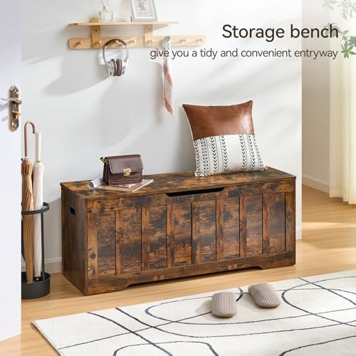 VANKILEY 47.2" Storage Chest Extra Large, Wooden Storage Bench,Rustic Brown