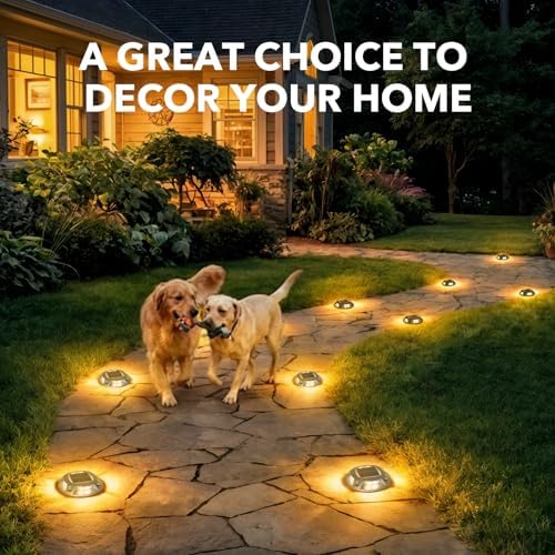 AGPTEK Solar Driveway Lights Outdoor 16 Pack, 2 Color Modes LED Deck Dock