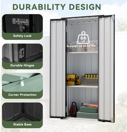 Aoxun Outdoor Storage Cabinet Shed - Vertical Cabinet, Black