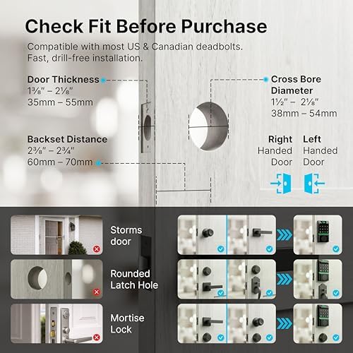 Miko i7 Smart Door Lock with Built-in Doorbell, WiFi Fingerprint Keyless Entry Smart Deadbolt for Front Door, Electronic Keypad with App Control, Key Fob Unlock, Auto-Lock, Alexa Google Home