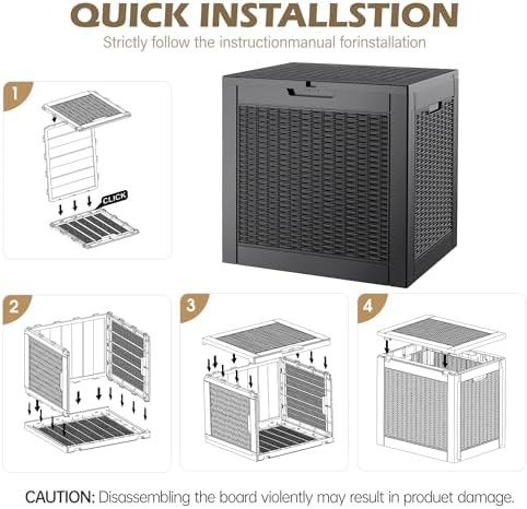 Outdoor Storage Waterproof Deck Box for Patio (31 Gallon, Black)