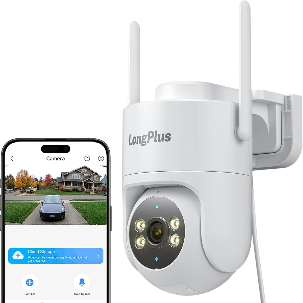 8MP 4K Outdoor Security Wireless Camera Pan Tilt 24/7, WiFi 6/IP66, Plug in