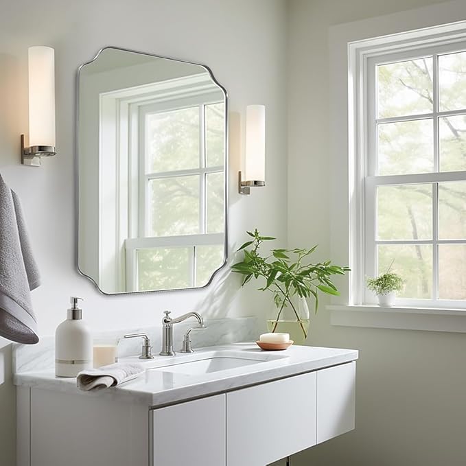 ANDY STAR Chrome Bathroom Mirror, 22x30 Inch Polished Chrome Rectangle Mirror