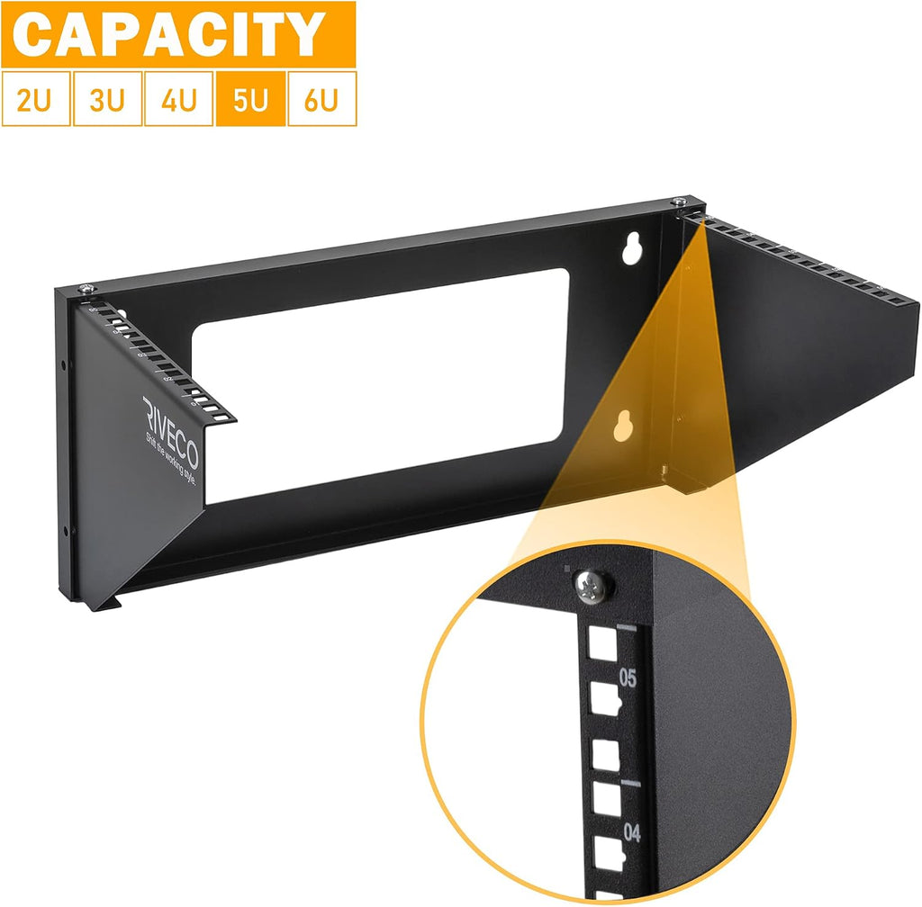 riveco 5u wall mount vertical rack network bracket shown in use