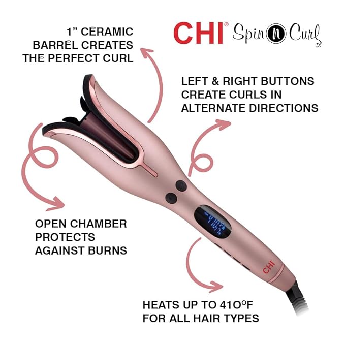 CHI Spin N Curl, Curling Iron For Healthy & Shiny Effortless Curls & Waves