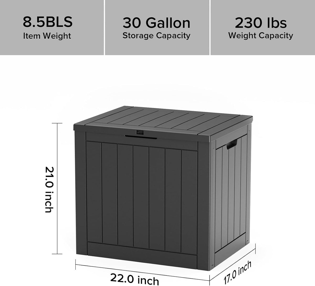 patiozen 30 gallon resin deck box with lockable, package contents