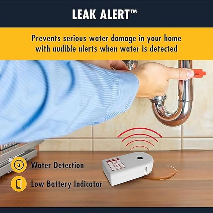 Zircon Leak Alert 3-Pack Water Detector Alarm – 90 dB Battery-Powered Leak &