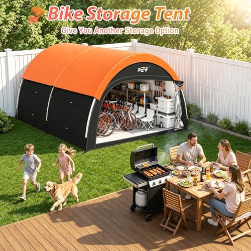 Upgraded Bike Tent with Rain Cover, Outdoor Storage Shed for 6-10 Bikes