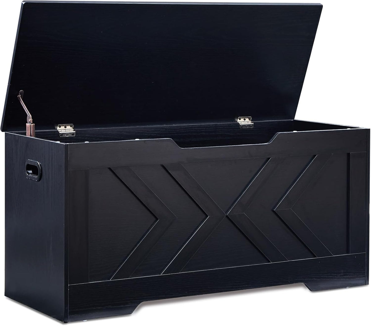 39.4” Storage Bench, Extra Large Entryway Bench with Storage,Storage Chest with 2 Safety Hinges,Blanket Storage,Shoe Storage Chest for Bedroom,Living Room,Easy Assembly. (Black)