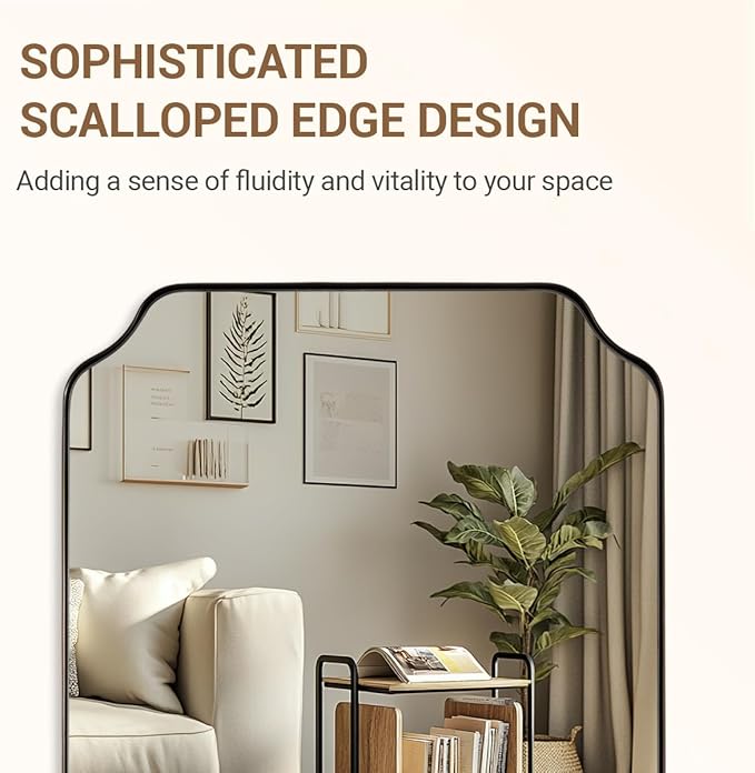 ANDY STAR Rectangle Mirror 30x40 Inch, Brushed Bronze Scalloped Mirror
