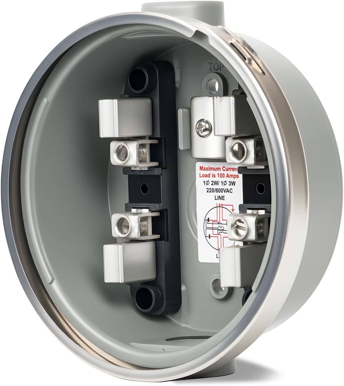 100 Amp Meter Socket, 4 Jaw Meter Base, 240V 3 Wire Ring Type,