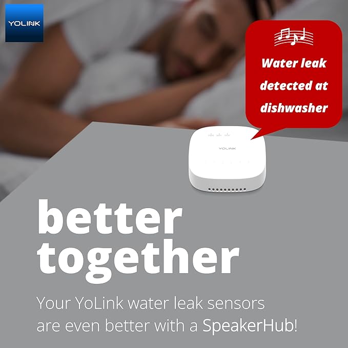 YoLink Water Leak Detection Starter Kit, w/SpeakerHub Audio/Talking Hub & Water