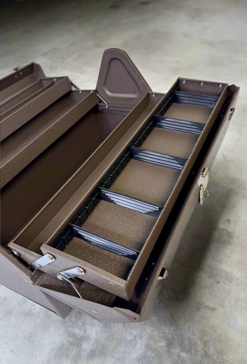 homak industrial 22-inch cantilever steel toolbox, brown winkle, close-up detail