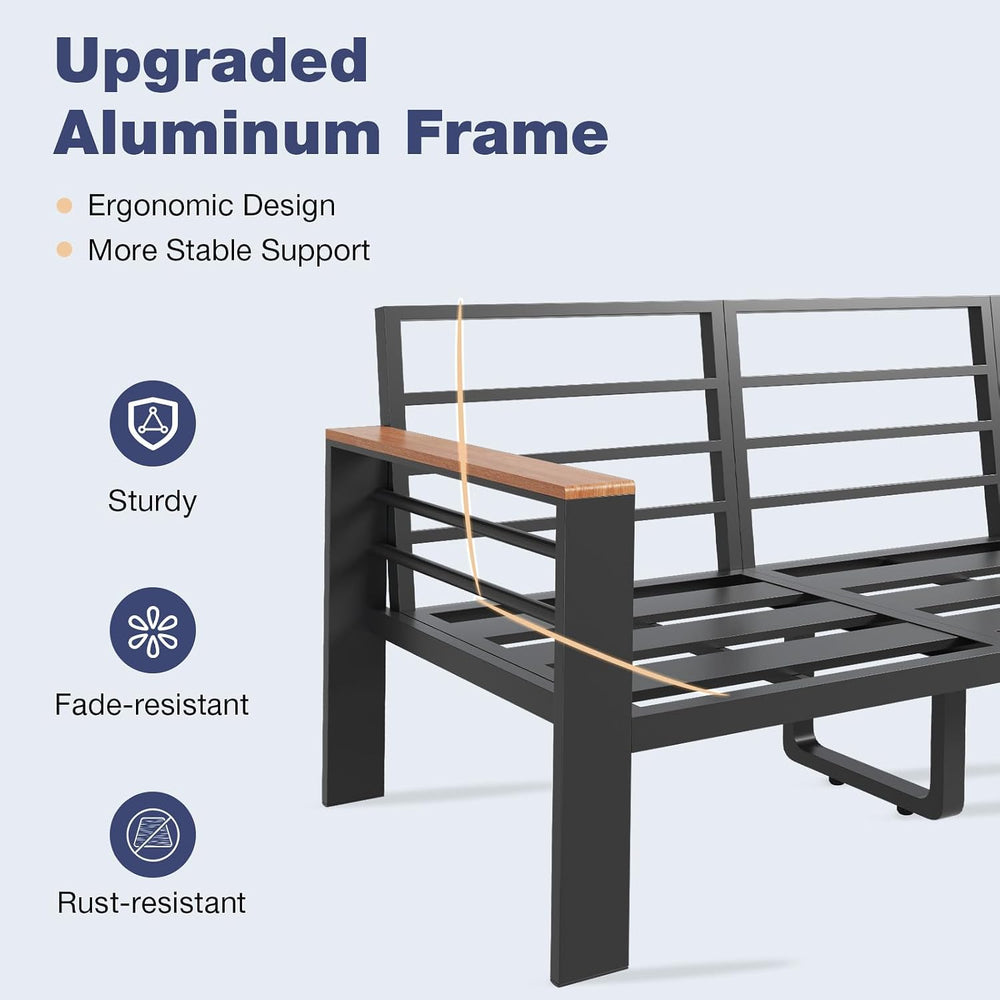 Aoxun Aluminum Patio Furniture Set 7 Seats, Dark Grey