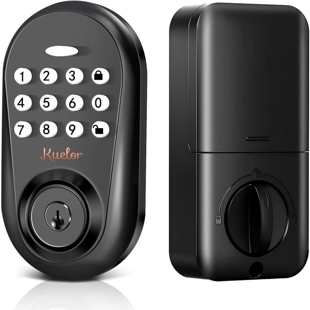 Keyless Entry Door Lock with Keypad – Smart Deadbolt for Front Door (Black)