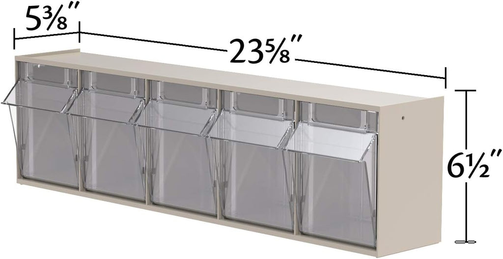akro-mils tiltview plastic storage cabinet with 5 tilt, close-up detail