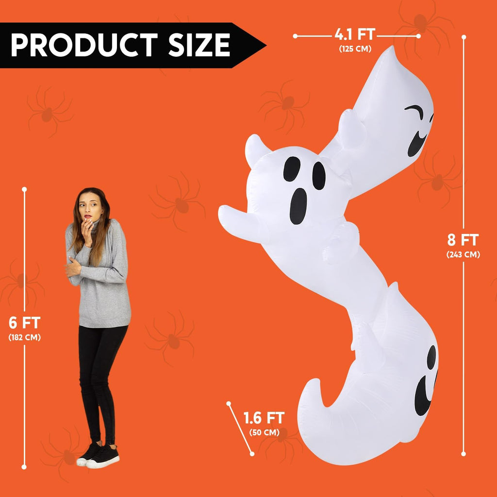 JOYIN 8ft Tall Halloween Inflatables Outdoor Decorations, Inflatable Ghosts Hugging Tree, Light Up Ghost Halloween Blow Up Yard Decoration for Patio Lawn Garden Trees Outside Holiday Decor