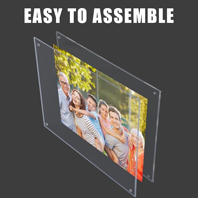 Kalami 3 Pack 11x14 Acrylic Wall Mount Picture Frame Self Adhesive, Floating