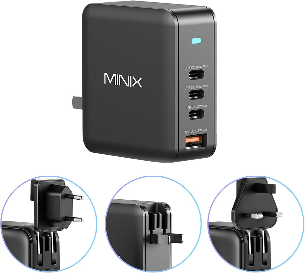 MINIX 165W USB C Charger, GaN II Charger PD3.1 Max 140W, Turbo 4-Port Charging