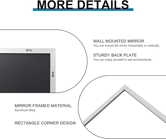 30" x 36"Bathroom Mirror, Decorative Rectangular Vanity Mirror