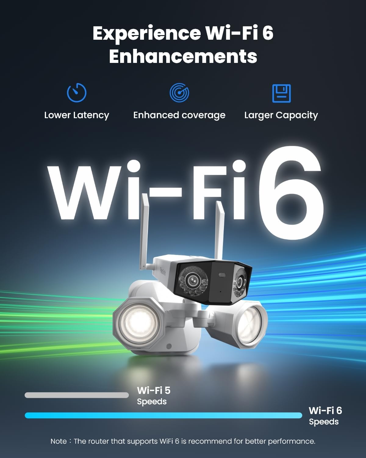 reolink 4k 8mp floodlight security camera outdoor 180°, close-up detail