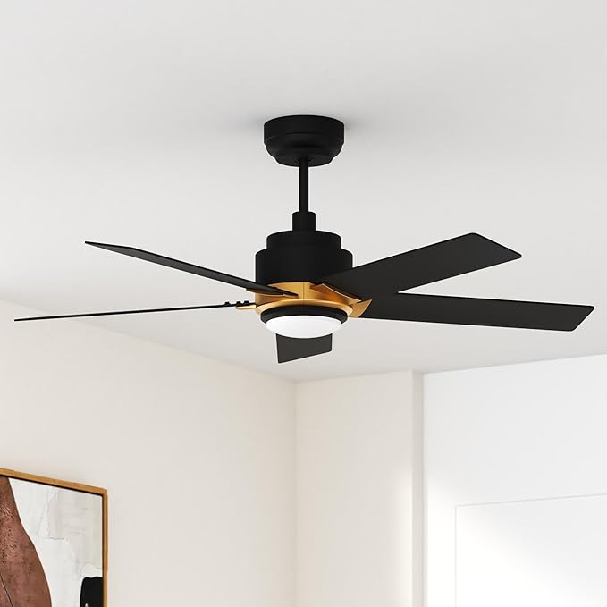 SMAAIR Smart Ceiling Fans with Lights and Remote, 52 Inch Low Profile Ceiling