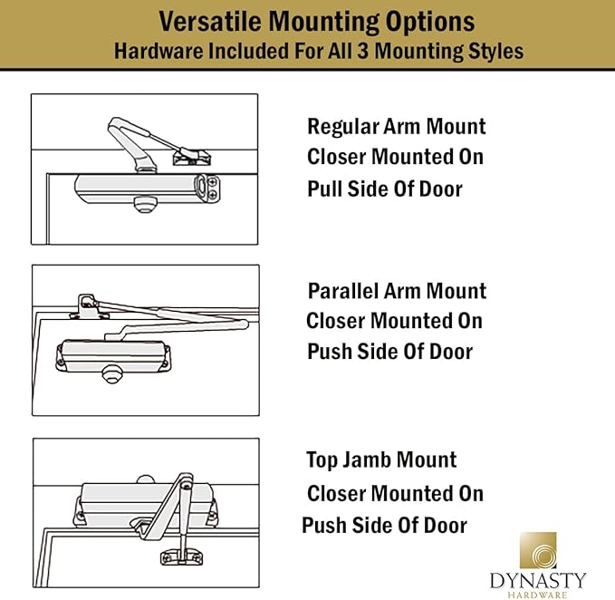 Dynasty Hardware Door Closer, Grade 1 Heavy Duty Commercial Hydraulic Closer