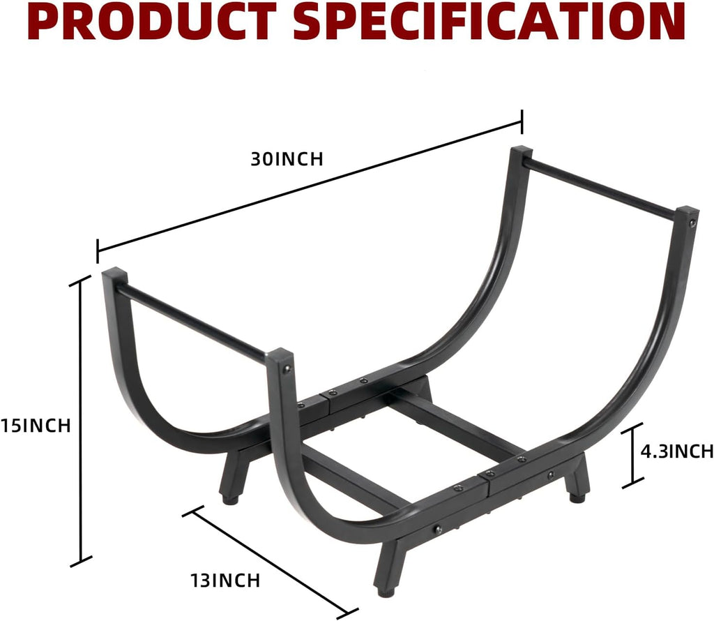 30in firewood log storage rack holder heavy duty, close-up detail