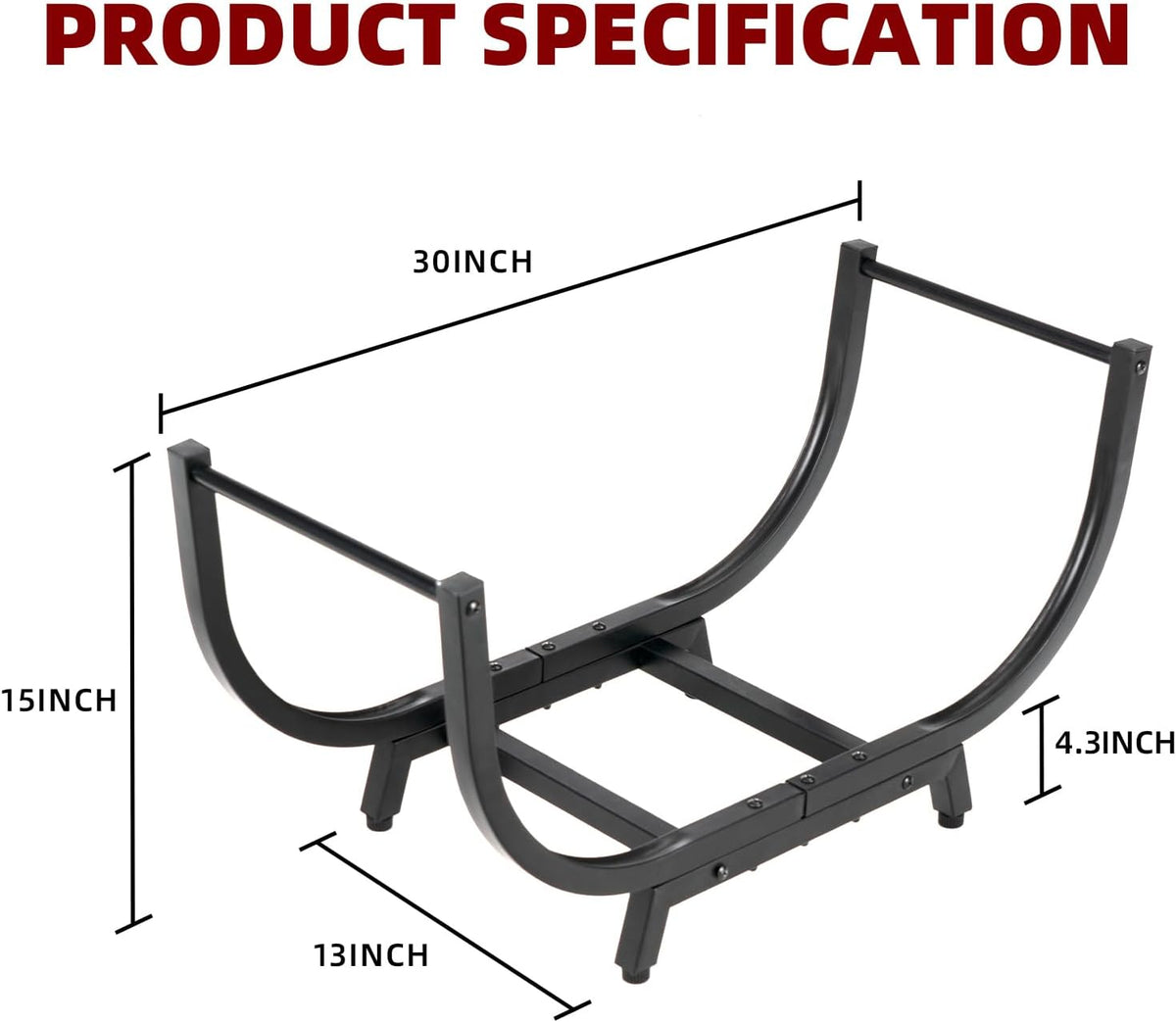 30in firewood log storage rack holder heavy duty, close-up detail