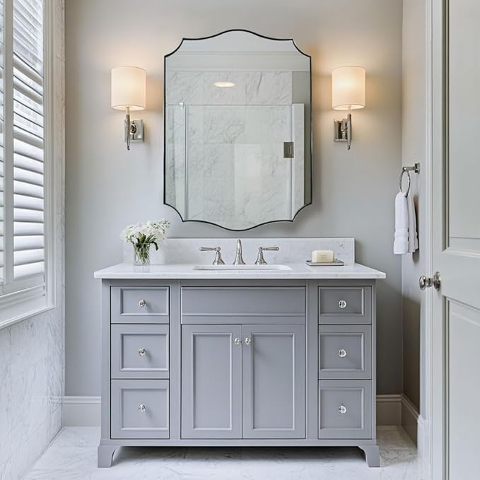 ANDY STAR Brushed Nickel Mirror, 24x32 Inch Unique Mirror