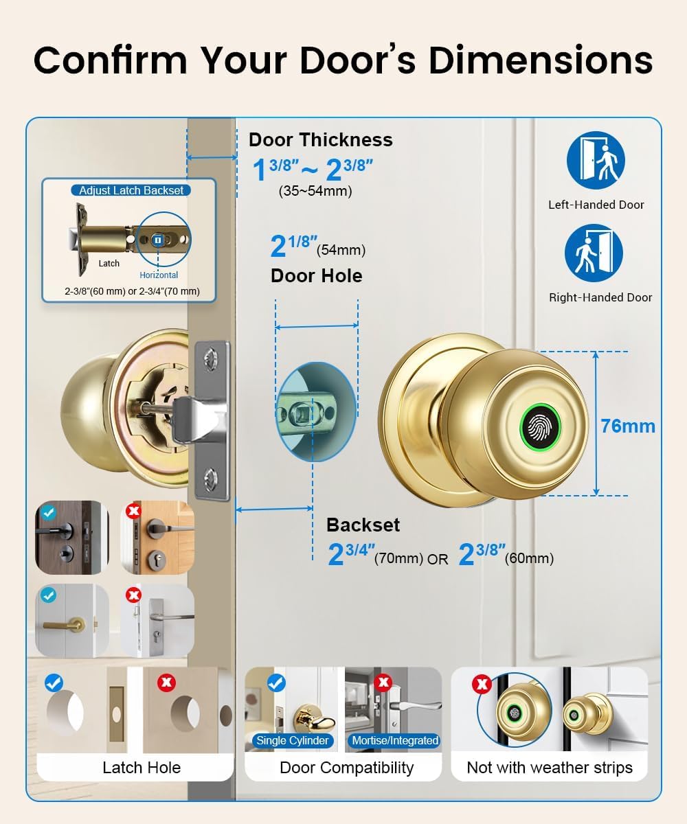 smart door knob with lock,keyless entry fingerprint door on a desk or shelf
