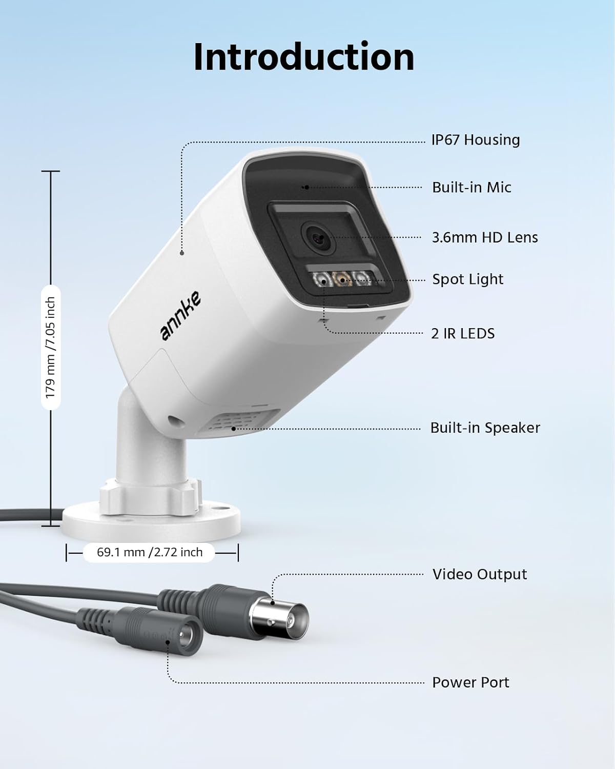 ANNKE 2MP/1080P Two-Way Audio Outdoor Analog Add-on Security Camera, White