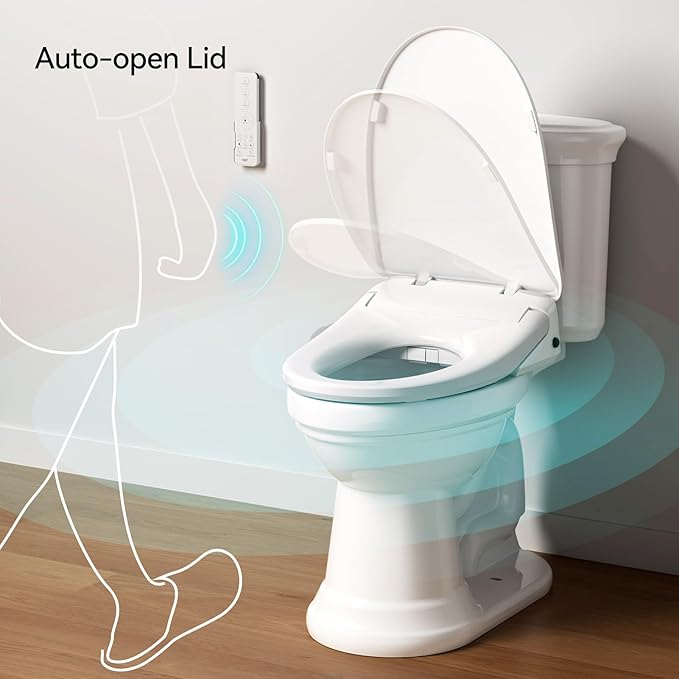 R&T V303 Auto-Open Smart Bidet Toilet Seat, Elongated Electric Bidets