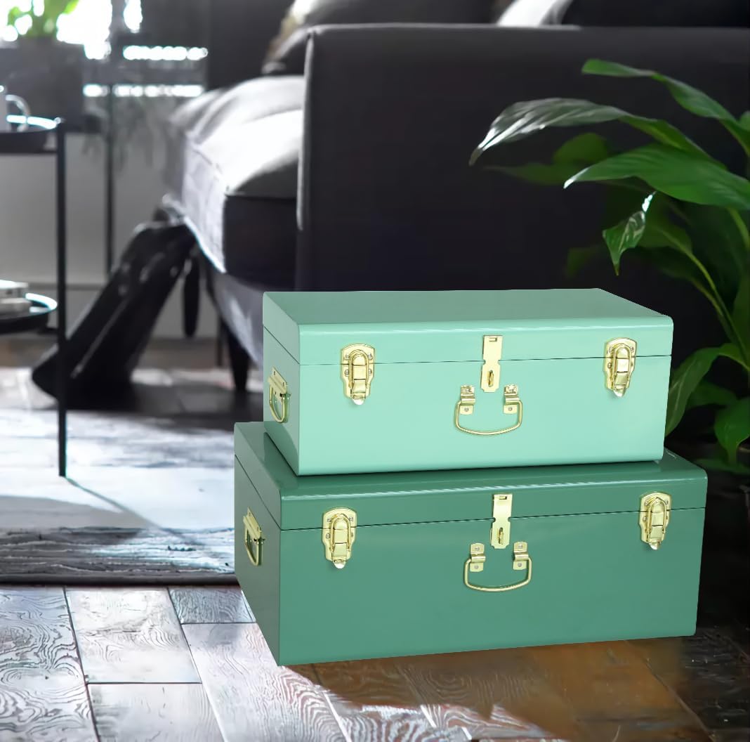 vixdonos decorative large metal box storage trunk chest, package contents